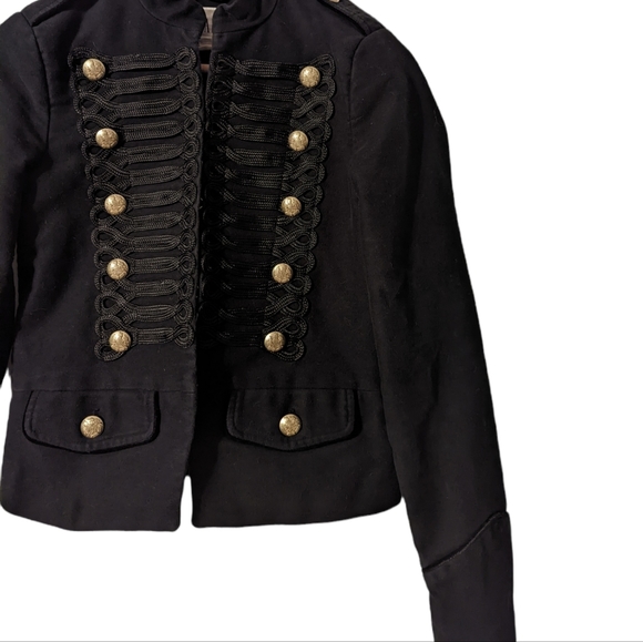 Gap Bloggers Fave Black Gold Military Cropped Band Tuxedo Blazer Jacket - Picture 3 of 11